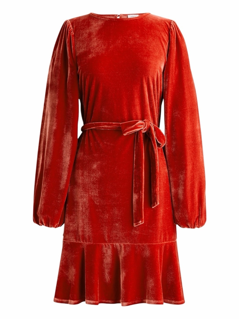 J. Crew Berry Sangria Velvet Tie-Waist Long Sleeve Mini Dress. Size Medium.